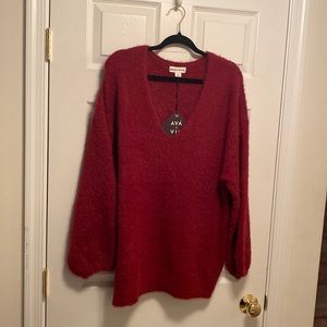 Ava & Viv Burgundy Fuzzy Sweater…size 1X